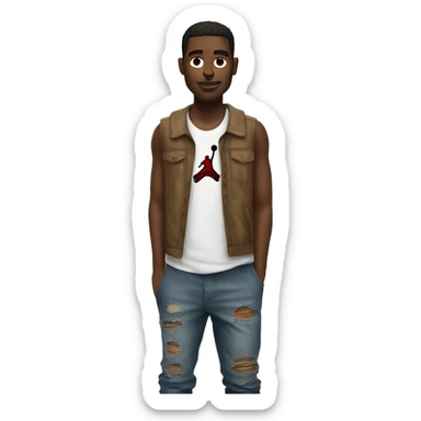 A guy wearing Jordan 4 with dirty clothes sticker