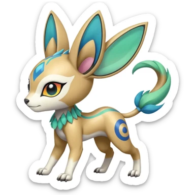 Colorful Exotic Randomly-colored Cartoon Anime Meloetta-WereGarurumon-Trico-Pokémon-Fakémon-fusion-hybrid-creature sticker