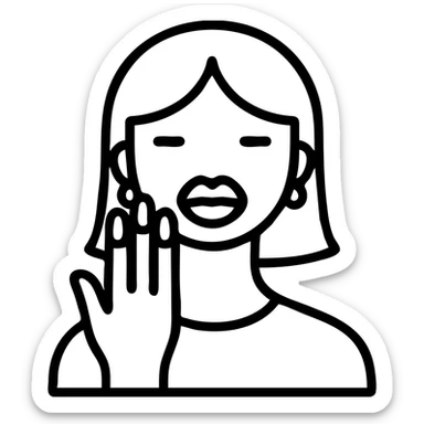 Add earrings as accessories to the girl with fake nails and big lips, keep the icon outline style, no background. sticker