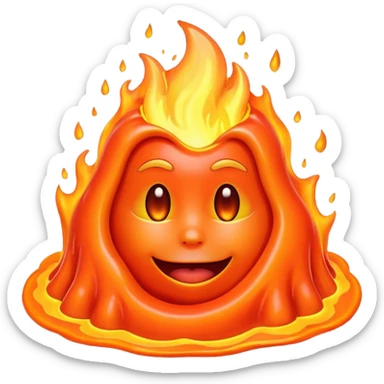 create an emoji of a little lava flow, no face just the lava, no volcano, something like a stain sticker