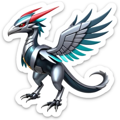 Futuristic Shiny Metallic Alloy Cyborg-Cyber-Nargacuga-Noivern-Silvally-fusion (full body) sticker