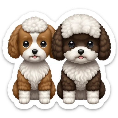 2 dogs. One is a mini poodle brown and the other one is a shitzu black with minimal white. sticker