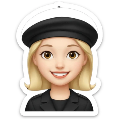 girl with a black beret, grinning sticker