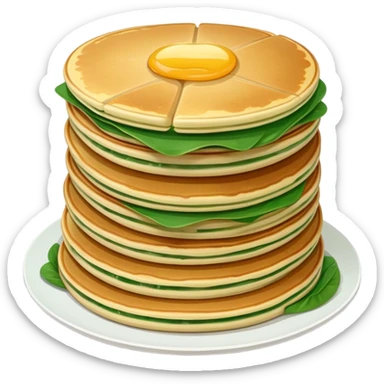 Shanghai Cong You Bing scallion pancake with visible layers, simplified emoji style with bold outlines and bright colors, cartoon style fried breakfast snack sticker