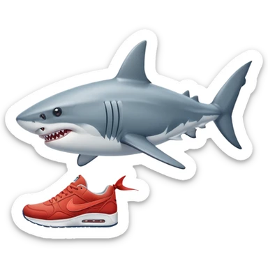 Un tiburón de 4 patas afuera del agua pata que tenga una zapatilla Nike. sticker