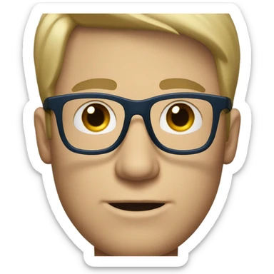 Dark blond hair man with blue eyes and eyeglasses sticker