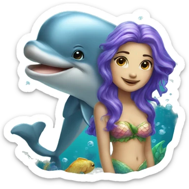 Dolphin and mermaid  sticker