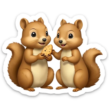 Squirrel eating next to quokka also eating  both very happy  sticker