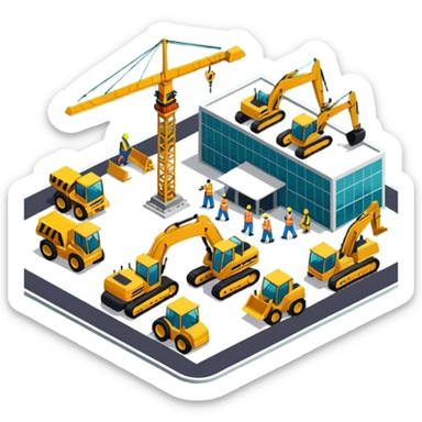 create isometric of cathay construction airport sticker