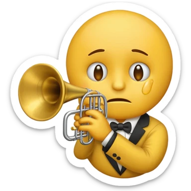 Emoji triste tocando el trombón sticker