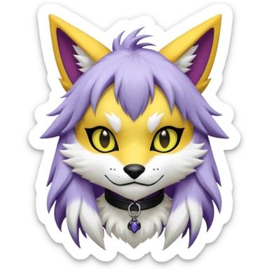 Cool gothic cute Kemonomimi Nekomimi Japanese Anime Kemono Furry Style Vernid-Renamon-Sergal-Fursuit-furry-fursona sticker