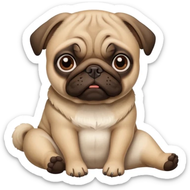 Pug with a broken left leg  sticker