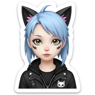 Edgy Kawaii Cute Cool Cartoon Anime Punk Techwear Gothic Catgirl sticker