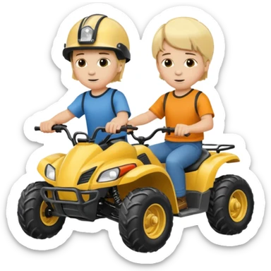 Please make 2 separate young boys both blonde riding separate four wheelers sticker