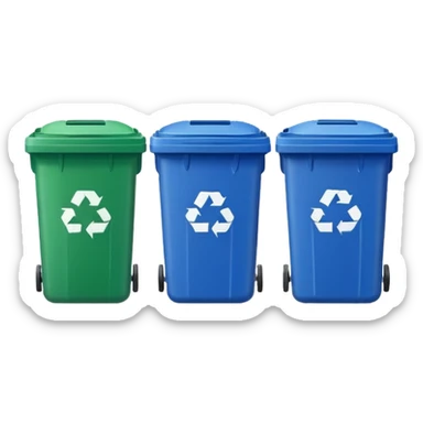 BLUE TRASH BIN NEXT TO GREEN RECYCLING BIN sticker