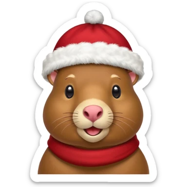 Una capibara con gorro navideño sticker
