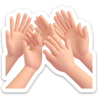 yellow emoji style Realistic hands clapping, joyful celebration, focus on hands, motion blur, bright background sticker
