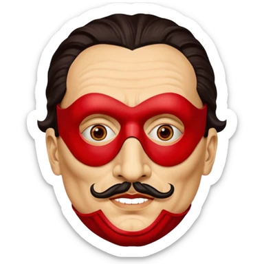 Faites-moi un masque de Salvador Dali d'une manière réaliste, la même série que La Casa de Bapel, et faites-le paraître comme s'il portait du rouge Sans lunettes sticker
