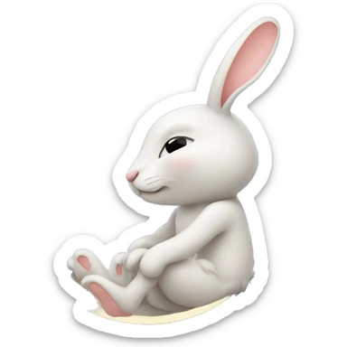 a rabbit on the full moon sticker