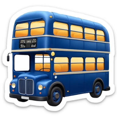 A dark blue double decker bus with cute cosy outdoor string twinkle lights sticker
