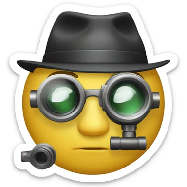 Secret agent with a spyglass looking at code sticker
