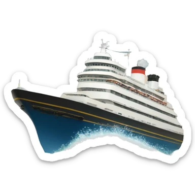 a ship cruising forward with waves sticker