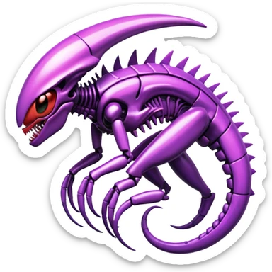 A colorful shiny futuristic xenomorph-genesect-miraidon-hybrid sticker