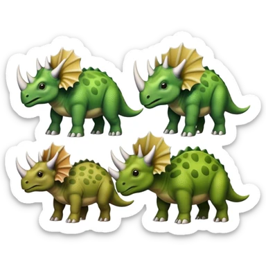 faces of different green triceratops sticker
