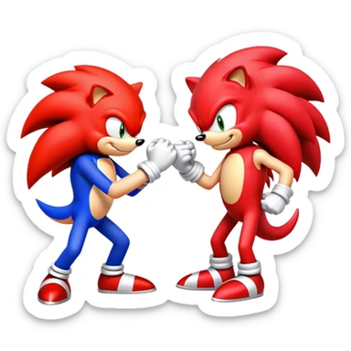 Sonic the Hedgehog and Knuckles the Echidna fist bumping sticker