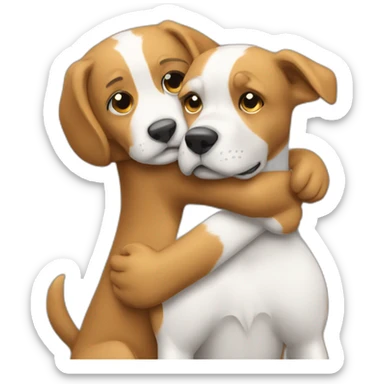 Hug between dog and cad sticker