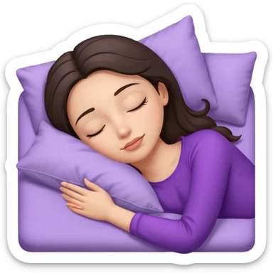 brunette-single-girl-in-lavender-bed-sleeping-pretty-eyelashes-light-skin sticker
