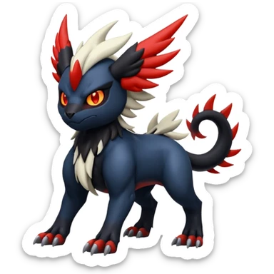 Handsome cool badass edgy Absol-Litten-Guilmon-Giratina-Yveltal-Pokémon-Fakémon-fusion-hybrid-creature sticker