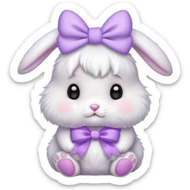 Baby bunny with a lilac bow sticker
