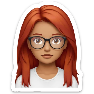 rizada peli roja tono fuerte , trigueña , con lentes y top blanco pelo largo  sticker