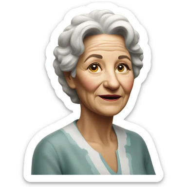 3d hyper realistic senior woman painting  sticker