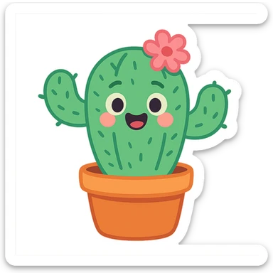 happy cactus in a pot sticker