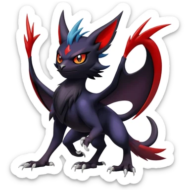 Edgy Cool Litten-Noivern-Noibat-Absol-Pokémon Full Body sticker