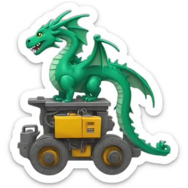 draw a dragon by some engineering machines sticker