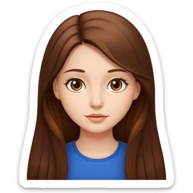 beautiful girl with long and brown hair and brown eyes sticker