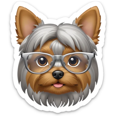 Yorkie color plata con gafas  sticker
