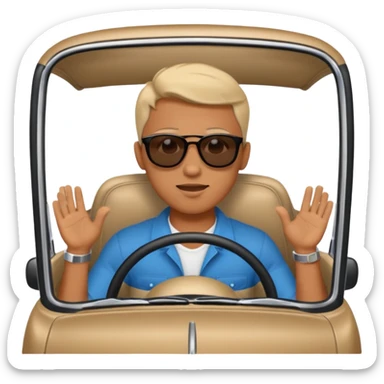 Men driving car with loud music  sticker