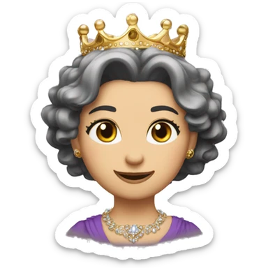 Una leon  rugiendo ,  alegre y elegante con corona de brillo de Reyna  sticker