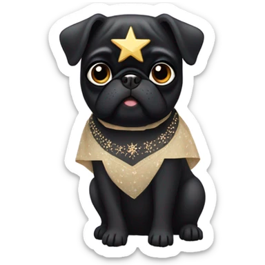 Black pug in a Jewish star dress sticker