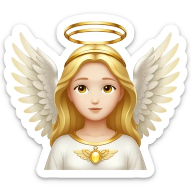 Divine figure with glowing halo and angelic wings sticker