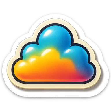 cartoon style sticker, single cloud symbol, simple and clear, no text sticker