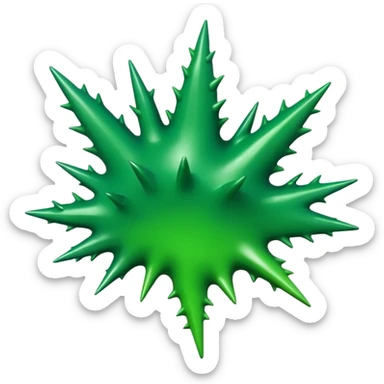 A glossy green paint splash with irregular spiky edges on a transparent background. sticker