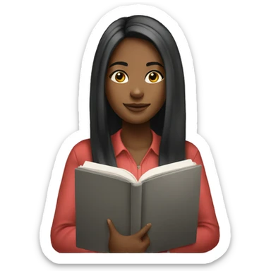 young black female student with straight  long hair studying sticker