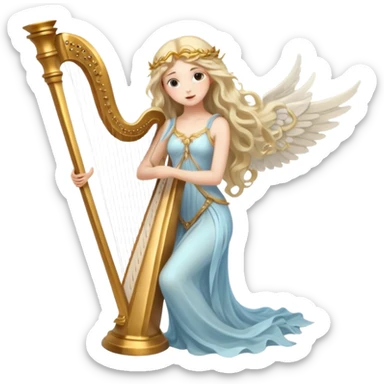 Muse of inspiration with wings and a harp in her hand sticker