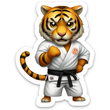Tiger with evil face   jiu jitsu with his arms crossed sticker