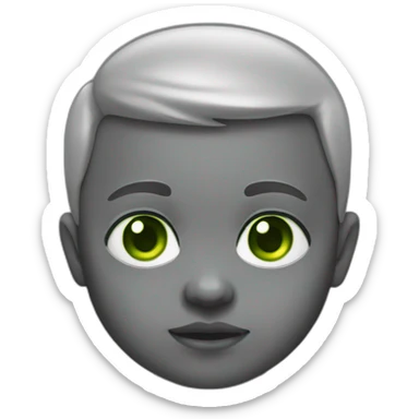 WhatsApp infant emoji with grey skin and green eyes and no hairs sticker